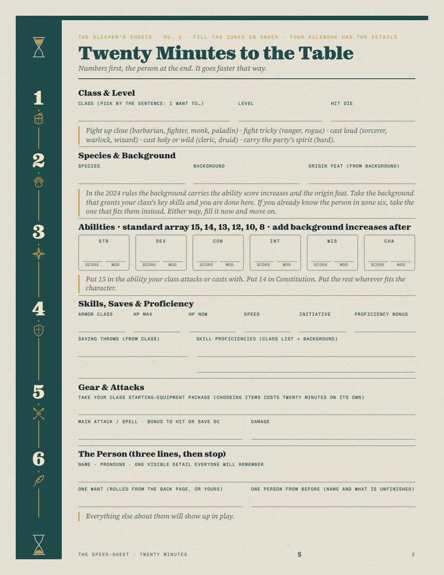 Character Speed-Sheet, page 2