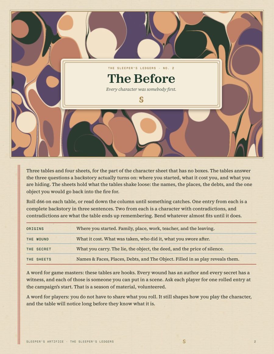 The Backstory Ledger, page 2