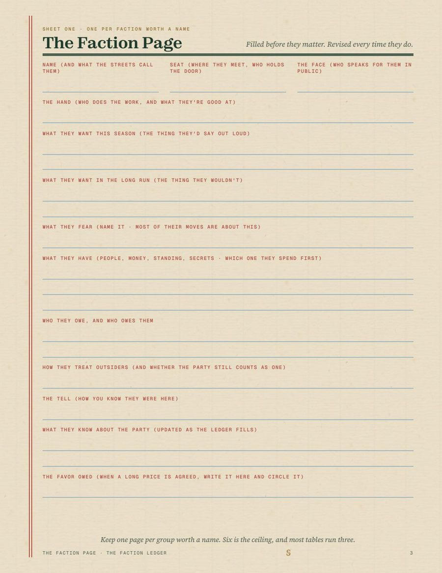 The Faction Ledger, page 3